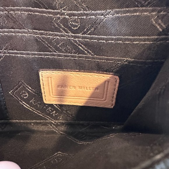 Karen Millen Wallet Calf Leather Full Zip Center Accordion Nude Tan Braid #GK116 - Picture 7 of 14